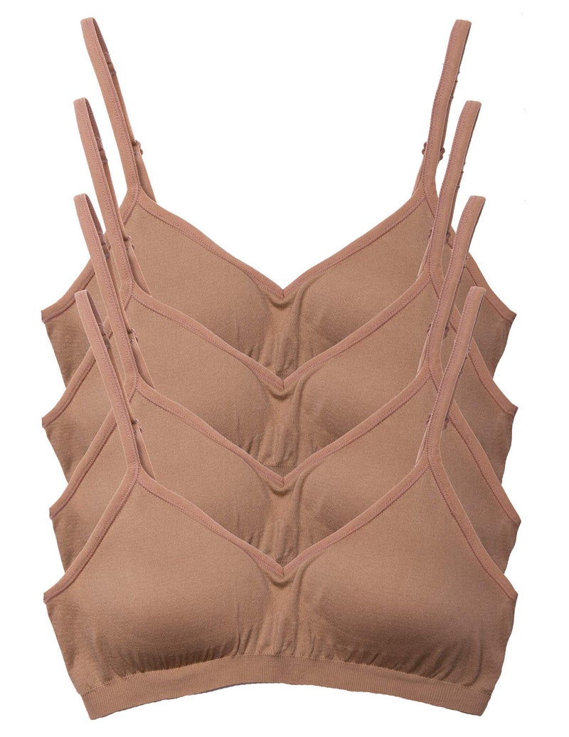 Kalon Womenâ€™s 4 Pack Demi Padded Bralette Wireless Comfortable Bra (M/L, Dark Beige) - Image 1